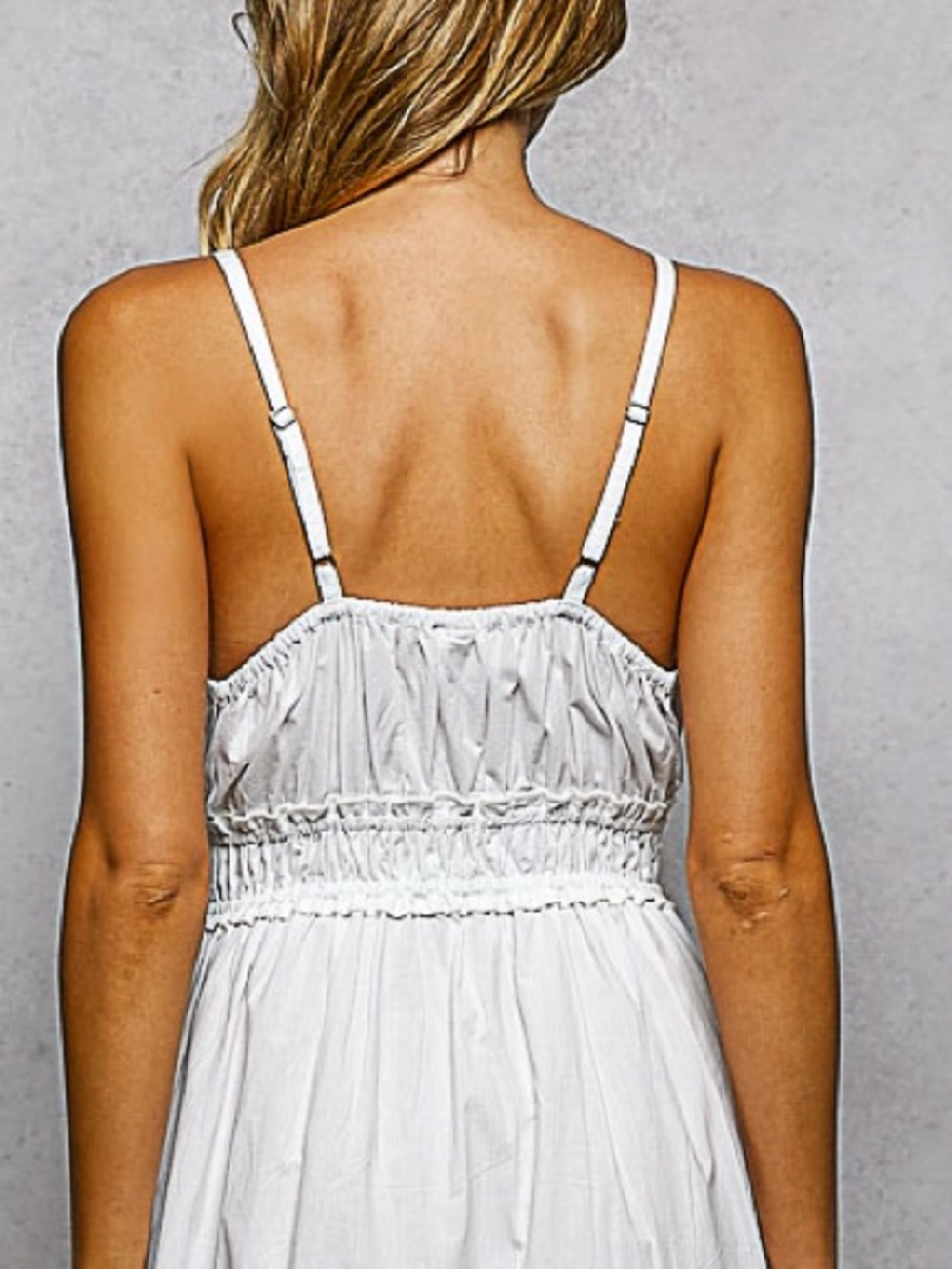 ♥️Hello Gorgeous! POL Embroidered Tassel Smocked Waist Midi Tiered Cami Dress - Picture 8 of 12